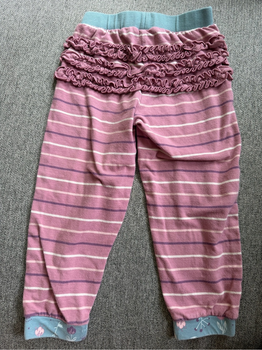 Ruffle Butts Pink Striped Ruffle-Back Joggers